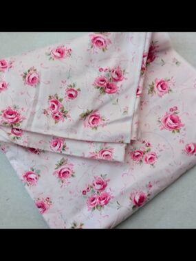 ON HOLD: Pretty Pink Floral Flannelette Fabric: 57" wide x 2 yards long